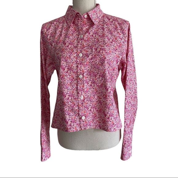 Women's L.L. Bean Pink Floral Blouse Size Small - Picture 1 of 5